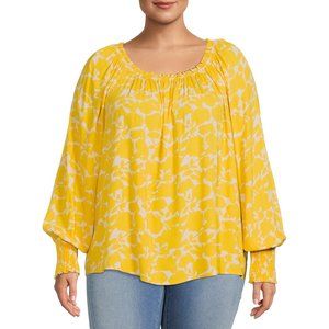 Long Sleeve Peasant Blouse Top  Plus Size Sz 0X NWT